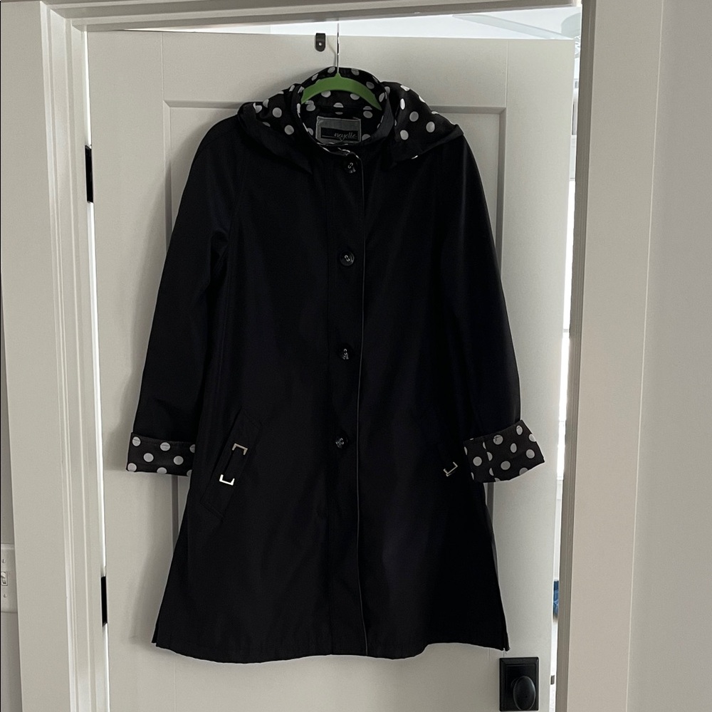 Polka Dot Lined Black Women's Coat